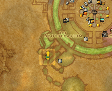 The gold marker on the world map