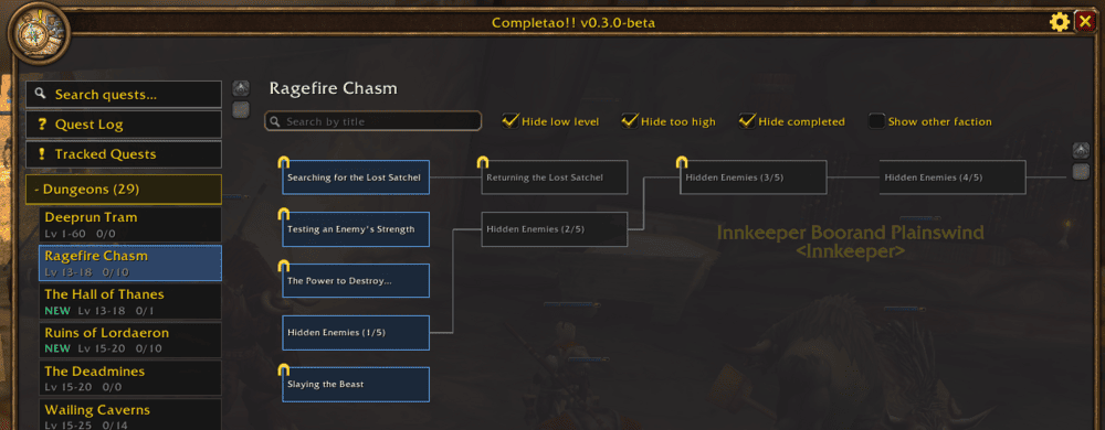 A dungeon's quest chains
