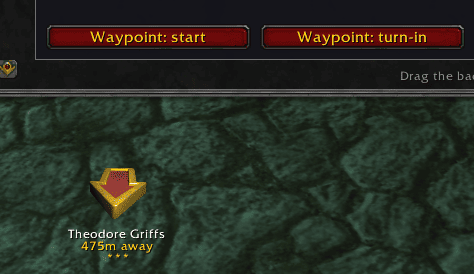 A TomTom waypoint to the quest giver