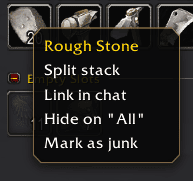 The item actions menu